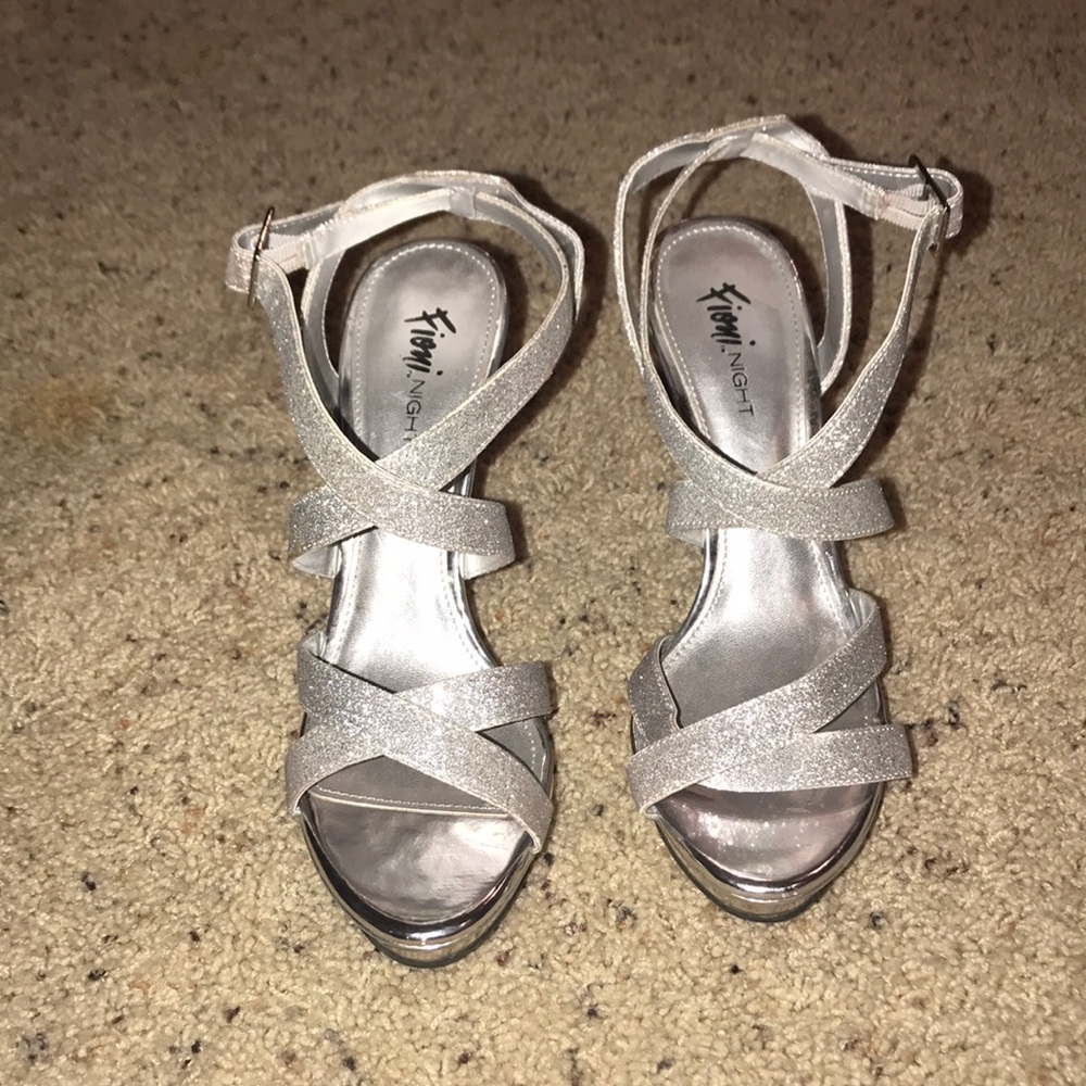 Silver sparkle heels